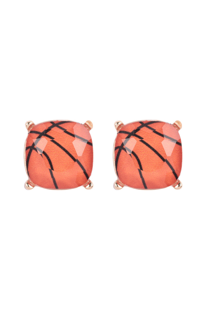 SPORTS GAMEDAY CUSHION CUT EPOXY STUD EARRINGS