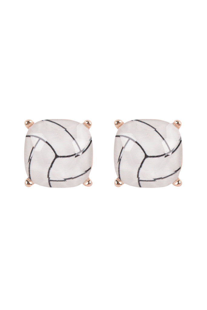 SPORTS GAMEDAY CUSHION CUT EPOXY STUD EARRINGS