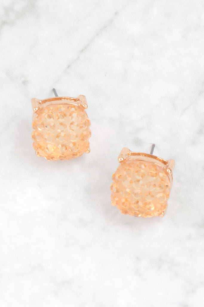 ROUND CUSHION RHINESTONE STUD EARRINGS