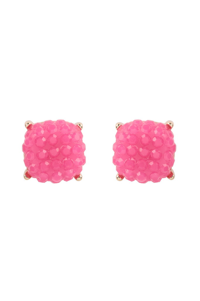 ROUND CUSHION RHINESTONE STUD EARRINGS