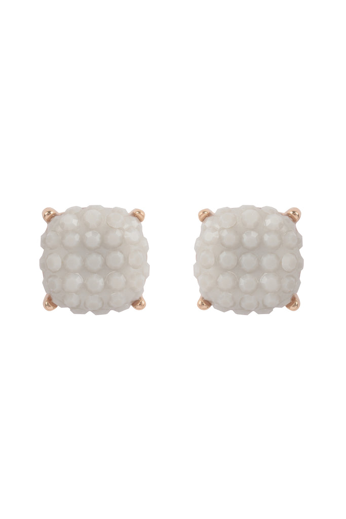 ROUND CUSHION RHINESTONE STUD EARRINGS