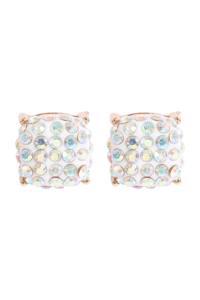 PAVE RHINESTONES EPOXY STUD EARRINGS