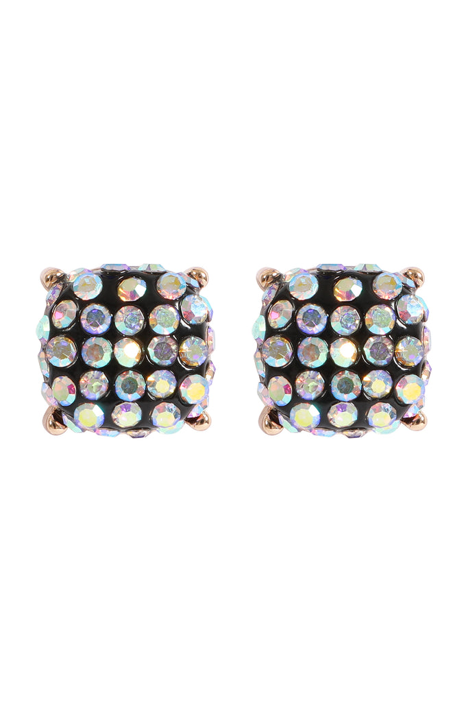 PAVE RHINESTONES EPOXY STUD EARRINGS