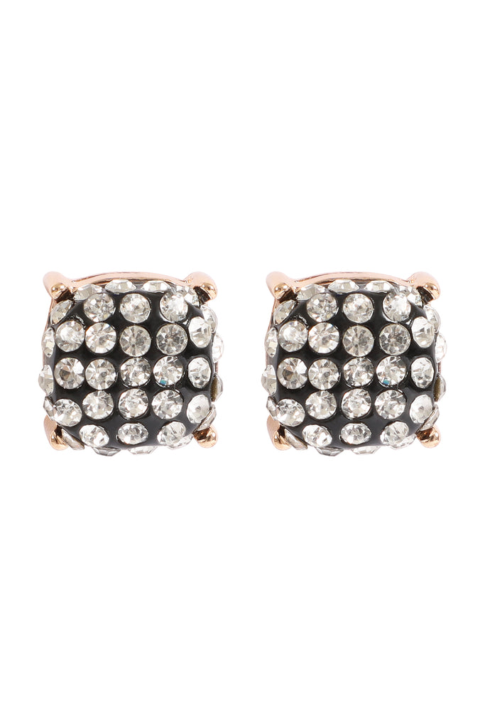 PAVE RHINESTONES EPOXY STUD EARRINGS