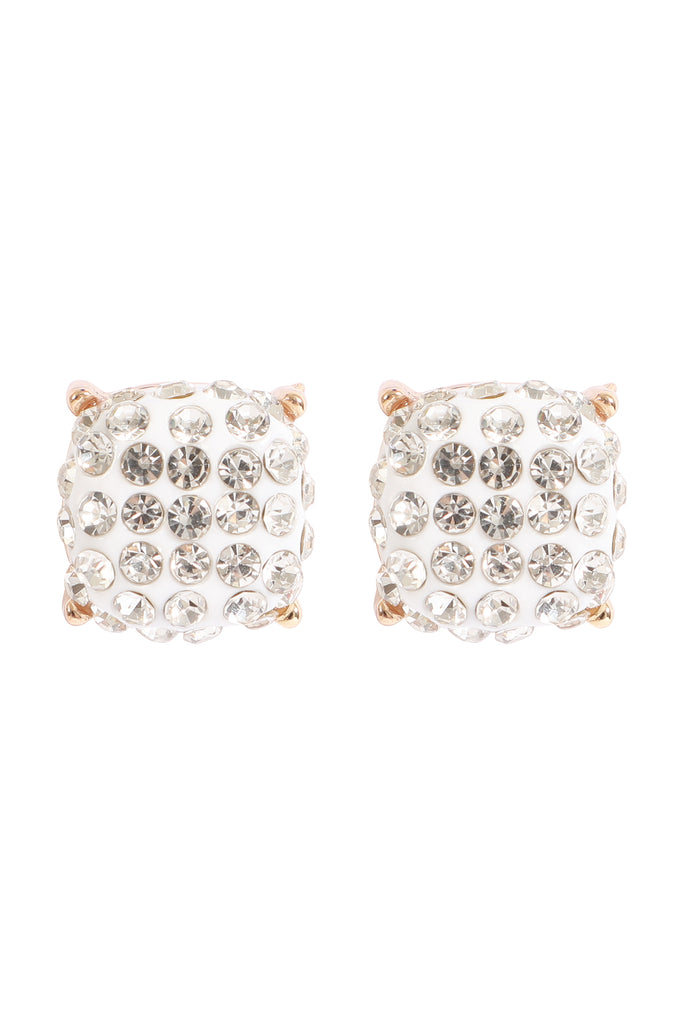PAVE RHINESTONES EPOXY STUD EARRINGS