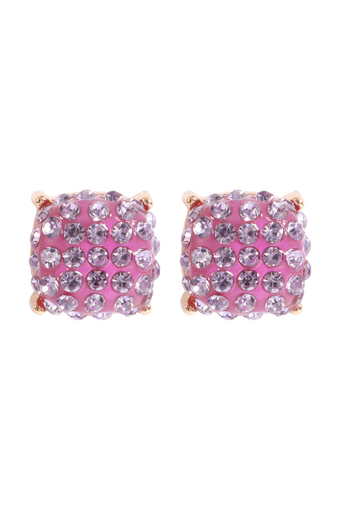 PAVE RHINESTONES EPOXY STUD EARRINGS