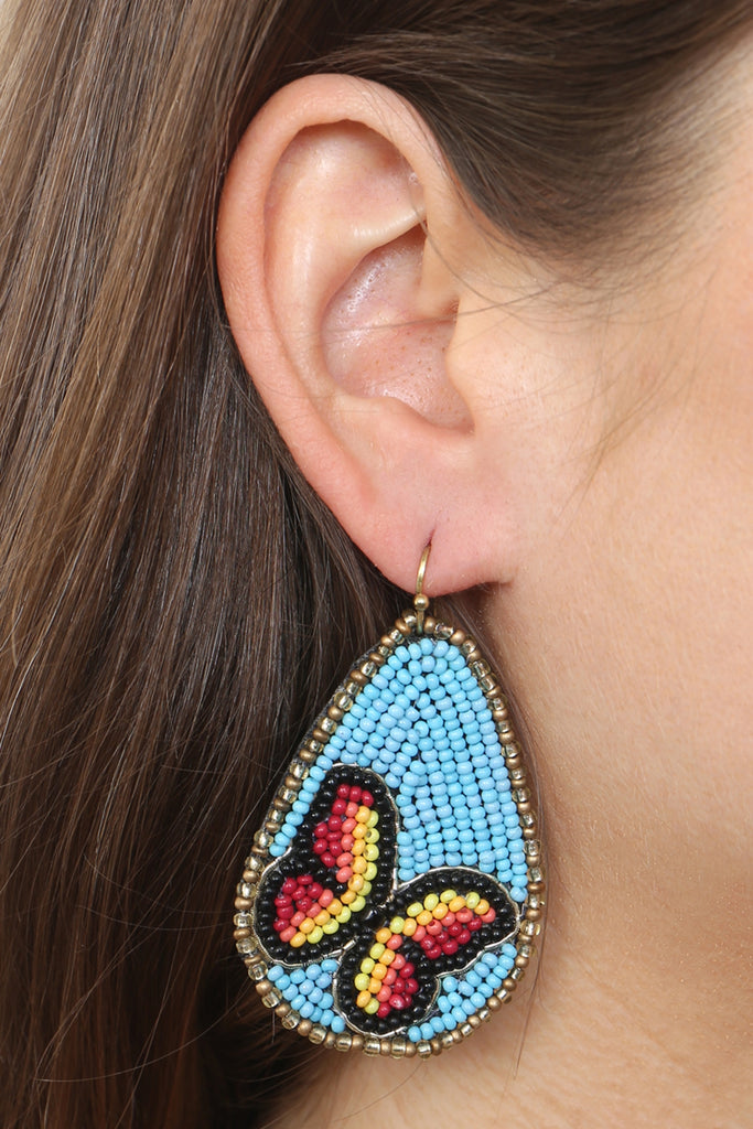 GARDEN SEED BEAD PATTERN TEARDROP EARRINGS