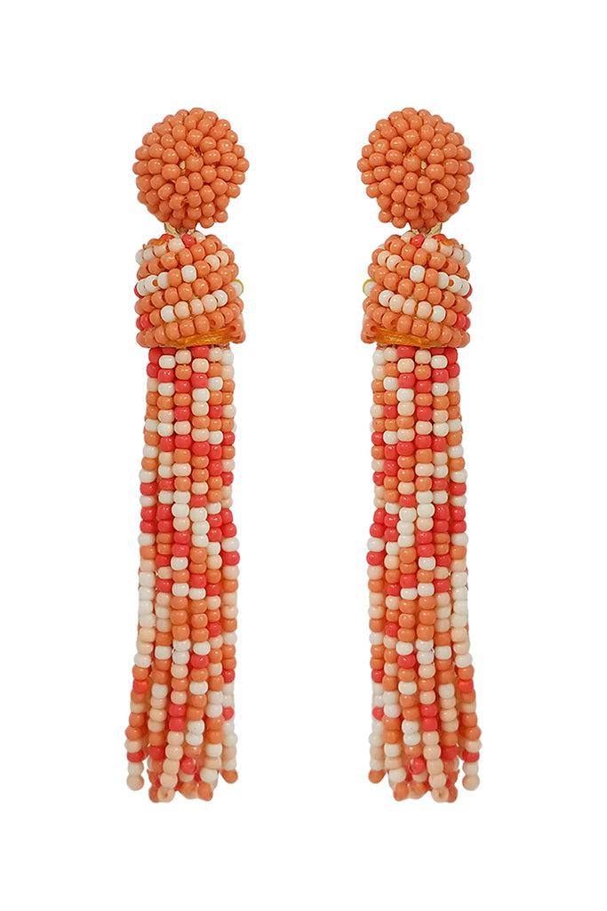 TASSEL FRINGE SEED BEAD DROP POST EARRINGS