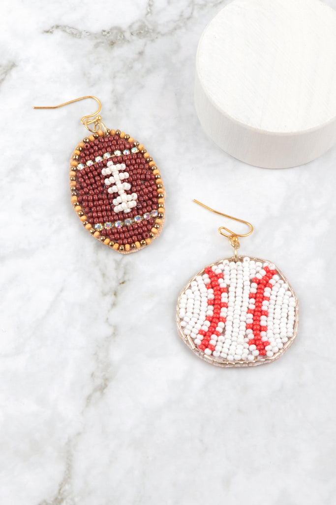 SPORTS GAMEDAY SEED BEAD DROP EARRINGS