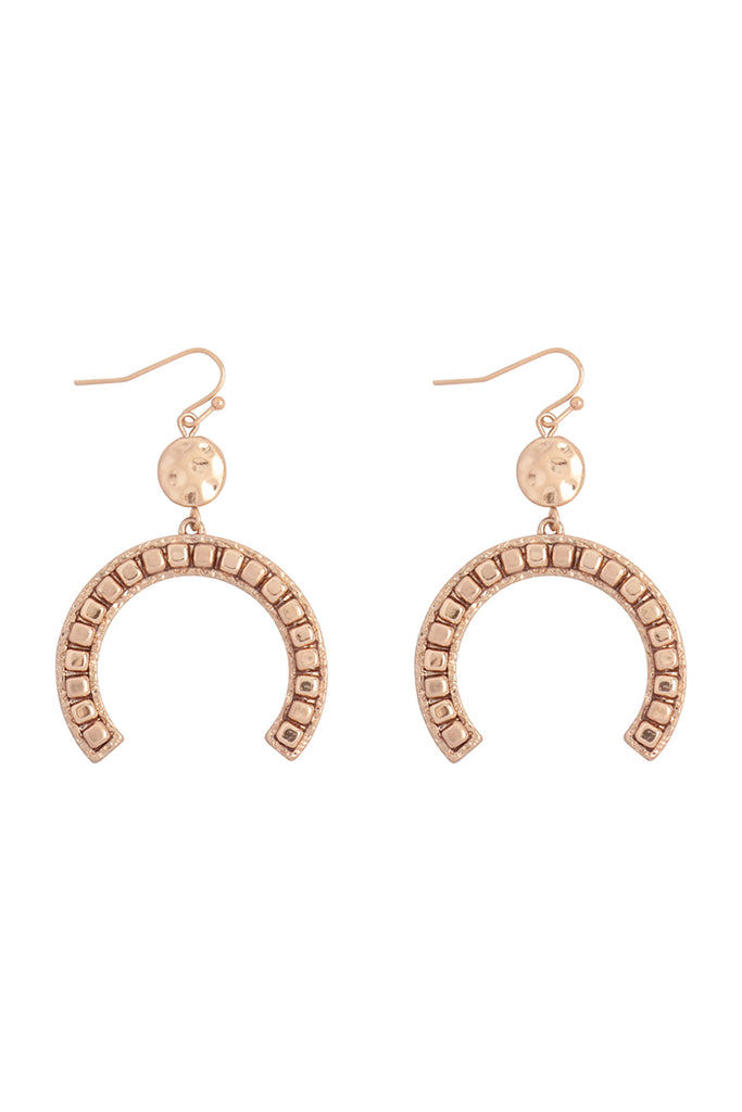 HORSE SHOE METAL BLOCK CCB DROP DANGLE EARRINGS