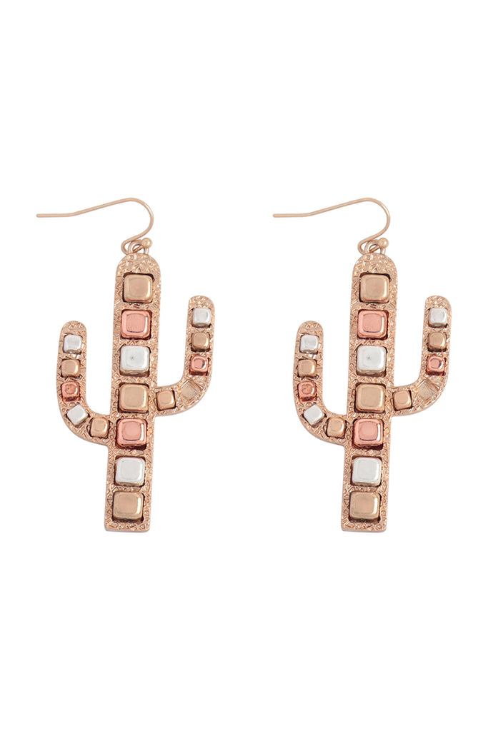 CACTUS METAL BLOCK CCB DROP EARRINGS