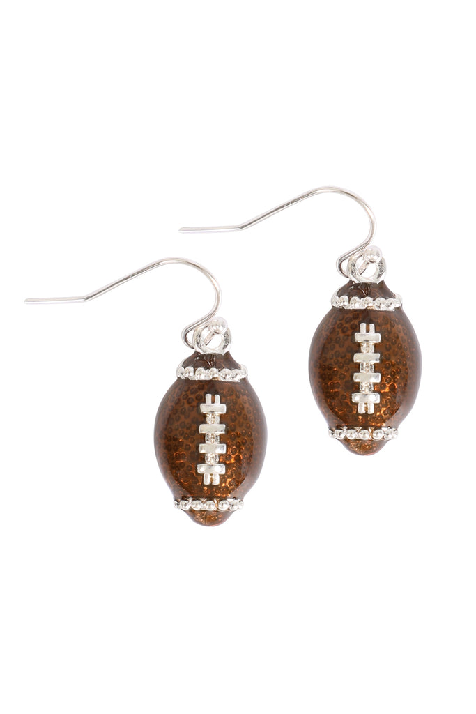 FOOTBALL RESIN SPORTS DANGLE HOOK EARRINGS