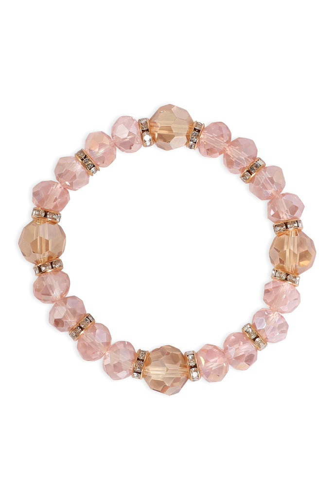 RONDELLE BEADS WITH RHINESTONE STRETCH BRACELET