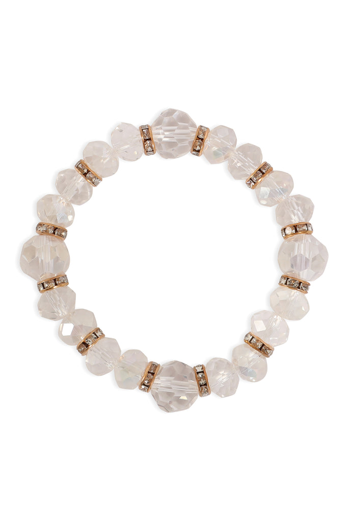 RONDELLE BEADS WITH RHINESTONE STRETCH BRACELET