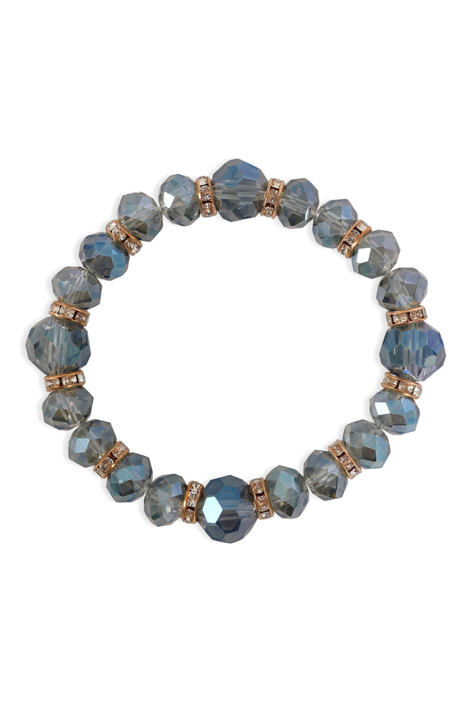 RONDELLE BEADS WITH RHINESTONE STRETCH BRACELET