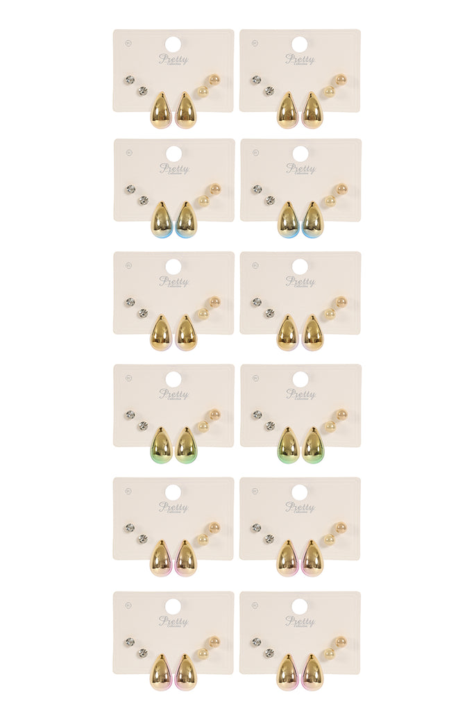 3PAIR MATTE CCB EARRINGS