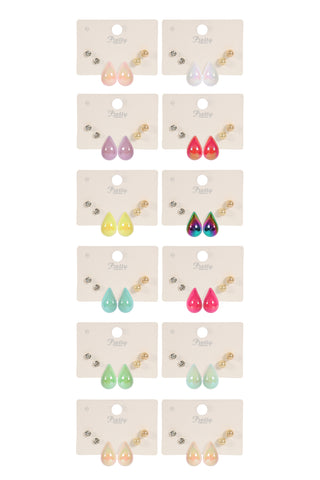 12 PAIRS RHINESTONE STUD EARRING SET