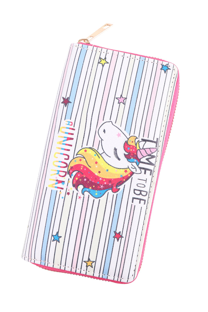 RAINBOW UNICORN PRINTED SINGLE ZIPPER WALLET