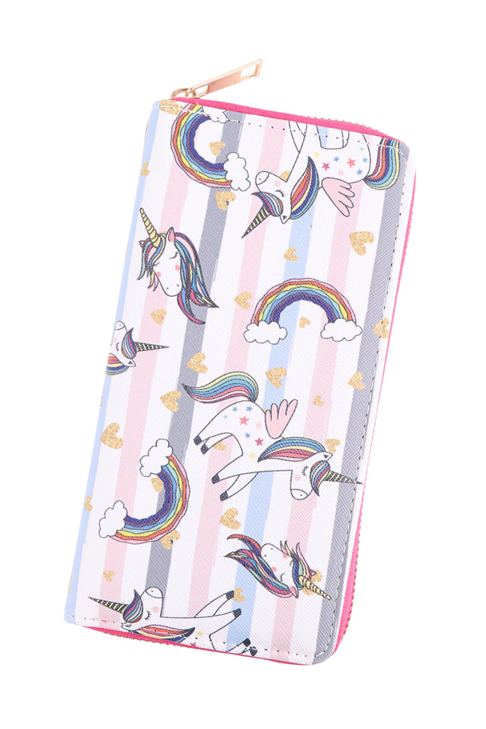 RAINBOW UNICORN PRINTED SINGLE ZIPPER WALLET
