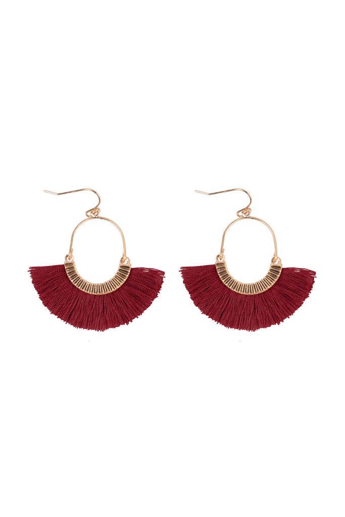 1.5 INCH FAN SHAPED TASSEL HOOK EARRINGS