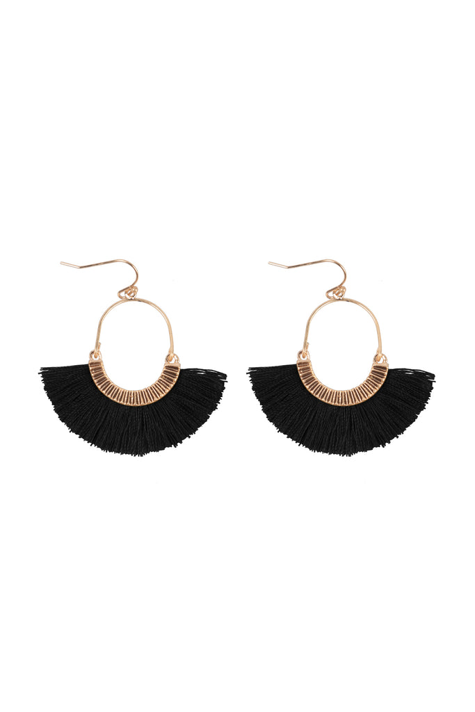 1.5 INCH FAN SHAPED TASSEL HOOK EARRINGS