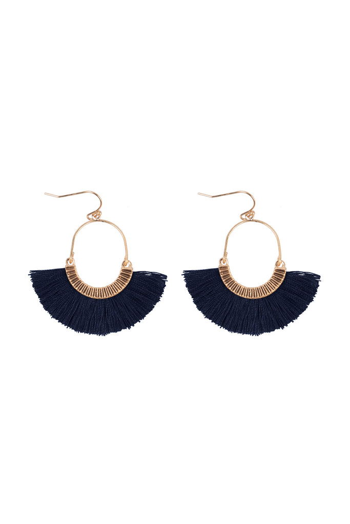 1.5 INCH FAN SHAPED TASSEL HOOK EARRINGS