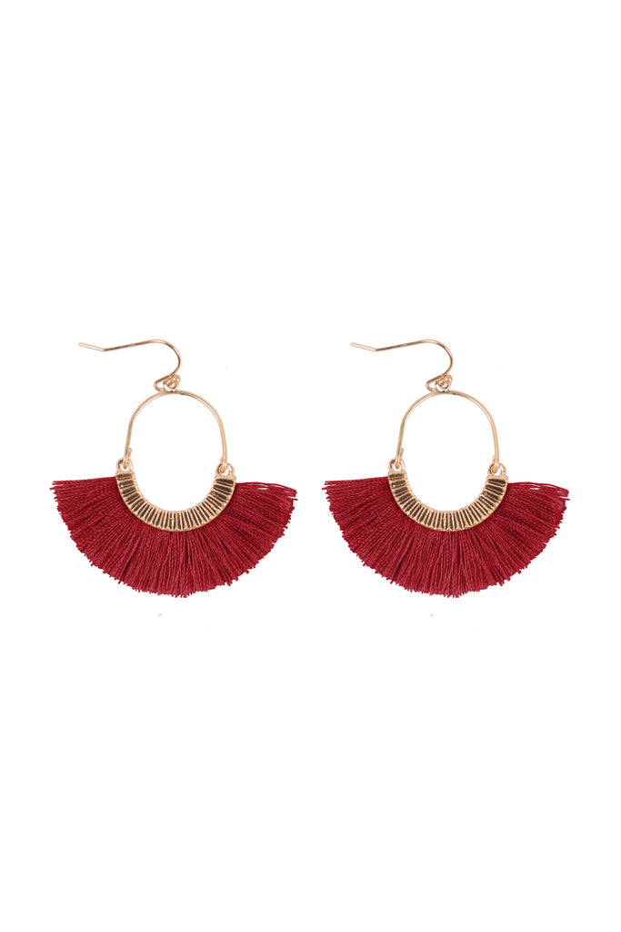 1.5 INCH FAN SHAPED TASSEL HOOK EARRINGS