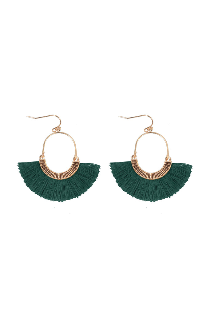 1.5 INCH FAN SHAPED TASSEL HOOK EARRINGS