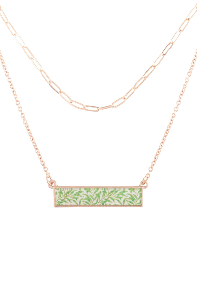 BAR SHAPED TILE PRINTED FILM LAYERED NECKLACE