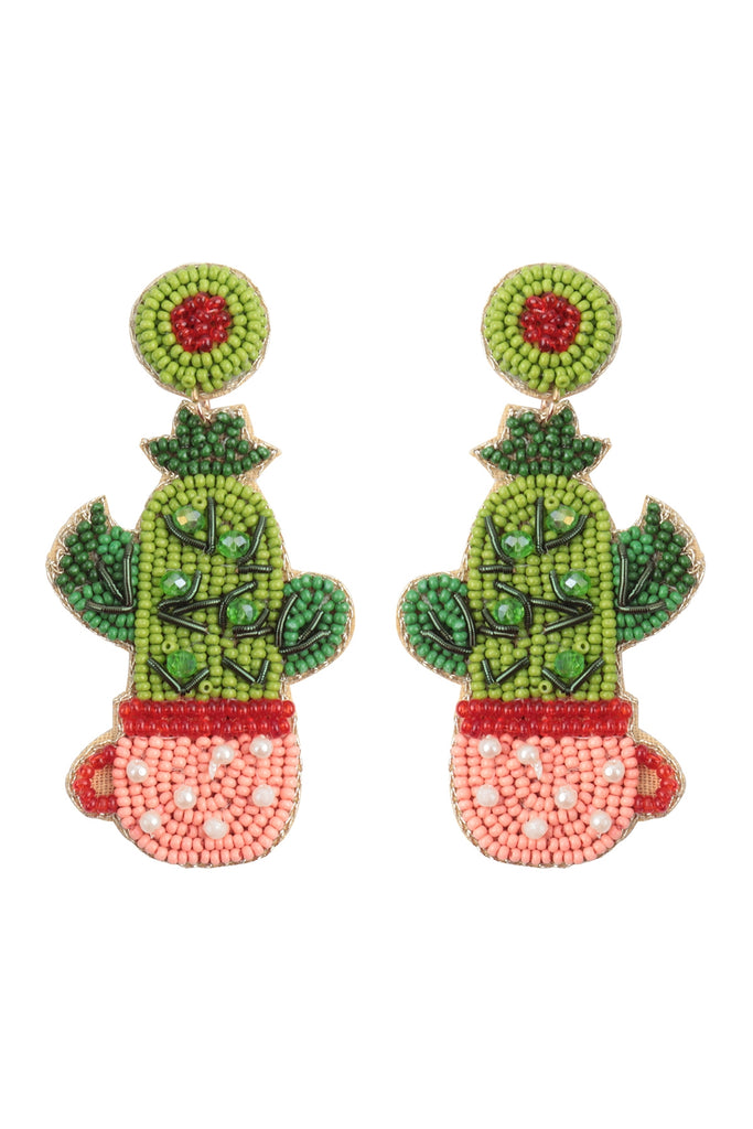 SEED BEAD CACTUS POST EARRINGS