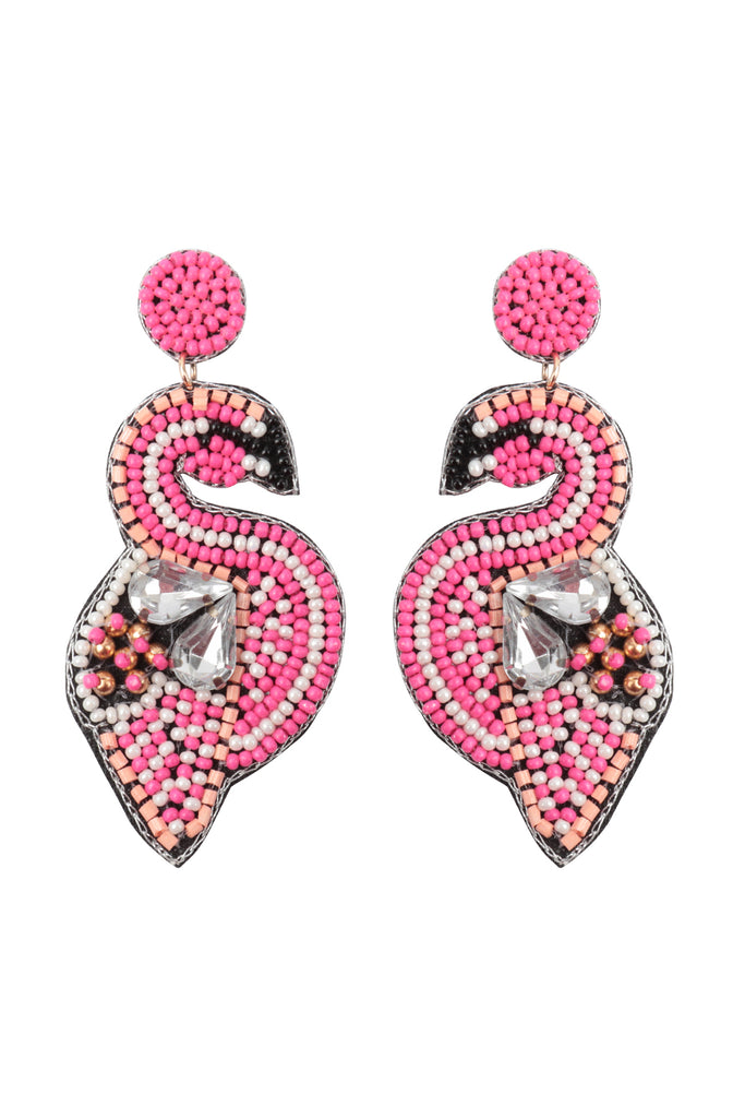 SWAN SEED BEAD POST EARRINGS