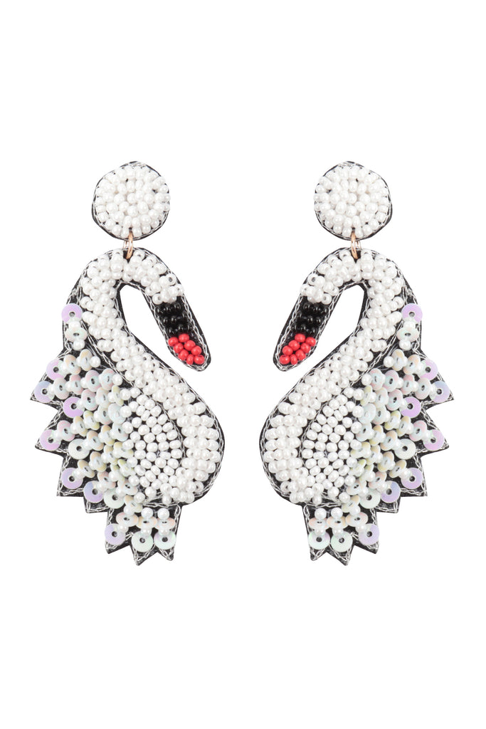 SWAN SEED BEAD POST EARRINGS