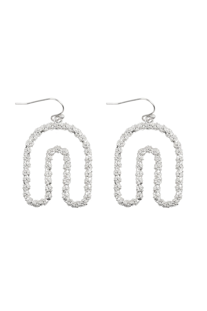 1.5" ARCH SHAPED TEXTURED DANGLE EARRINGS