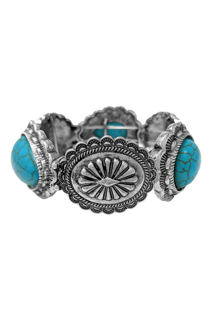 WESTERN CONCHO WITH NATURAL STONE BRACELET