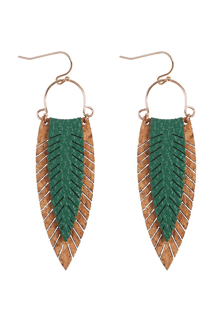 FRINGE LEAF SHAPED DROP HOOK EARRINGS