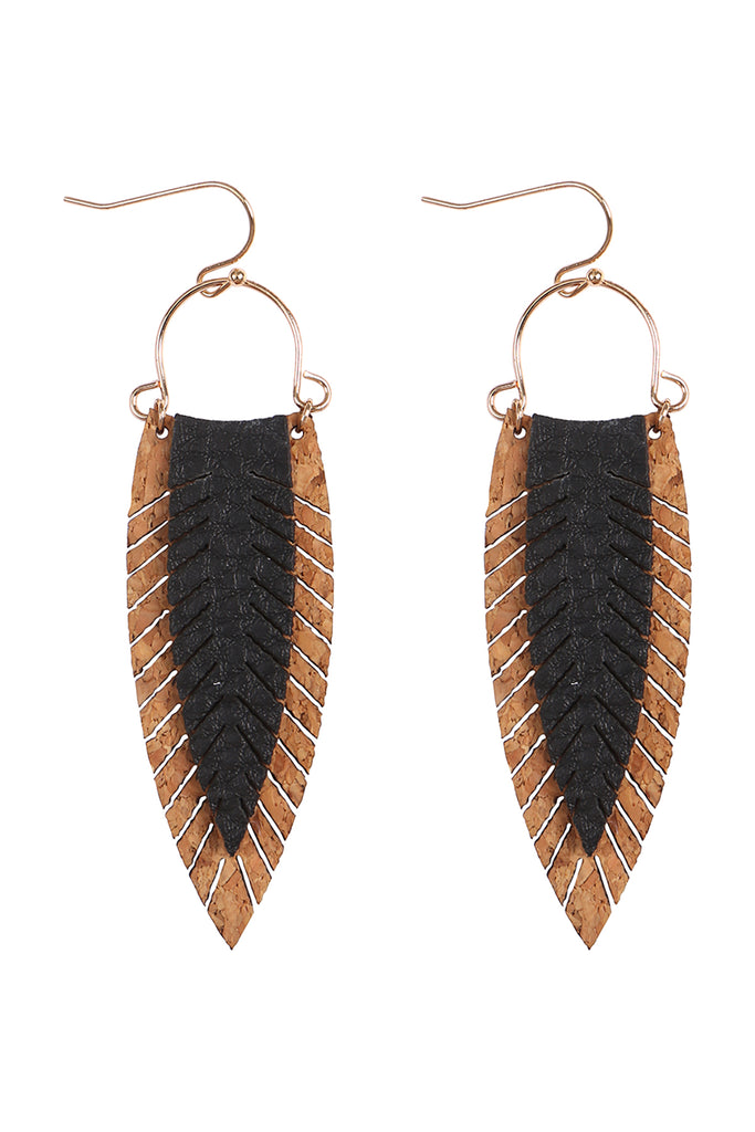 FRINGE LEAF SHAPED DROP HOOK EARRINGS
