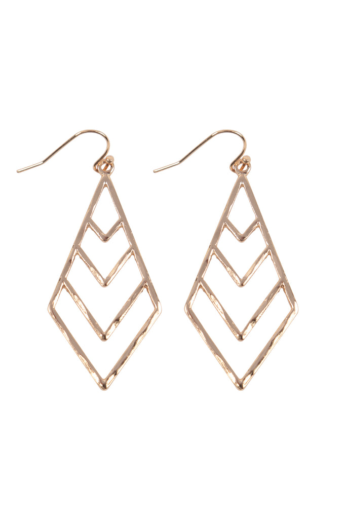 2.5 INCH TEXTURED CHEVRON METAL HOOK EARRINGS