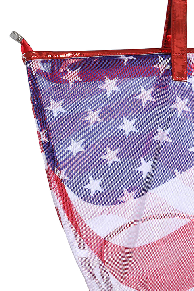 TRANSPARENT AMERICAN FLAG TOTE BAG