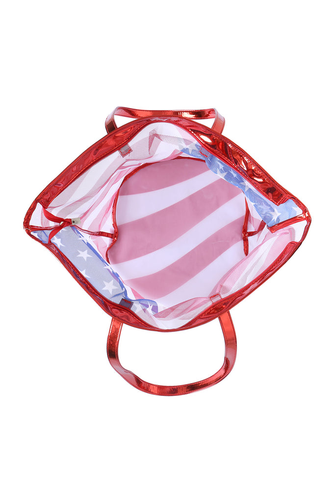 TRANSPARENT AMERICAN FLAG TOTE BAG
