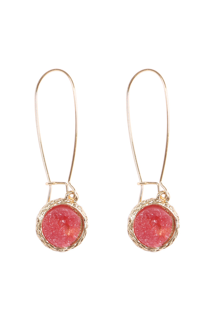 ROUND DRUZY WIRED DROP EARRINGS