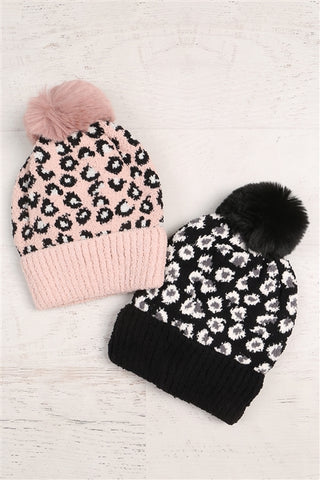 HOUNDSTOOTH BEANIE W/ POMPOM