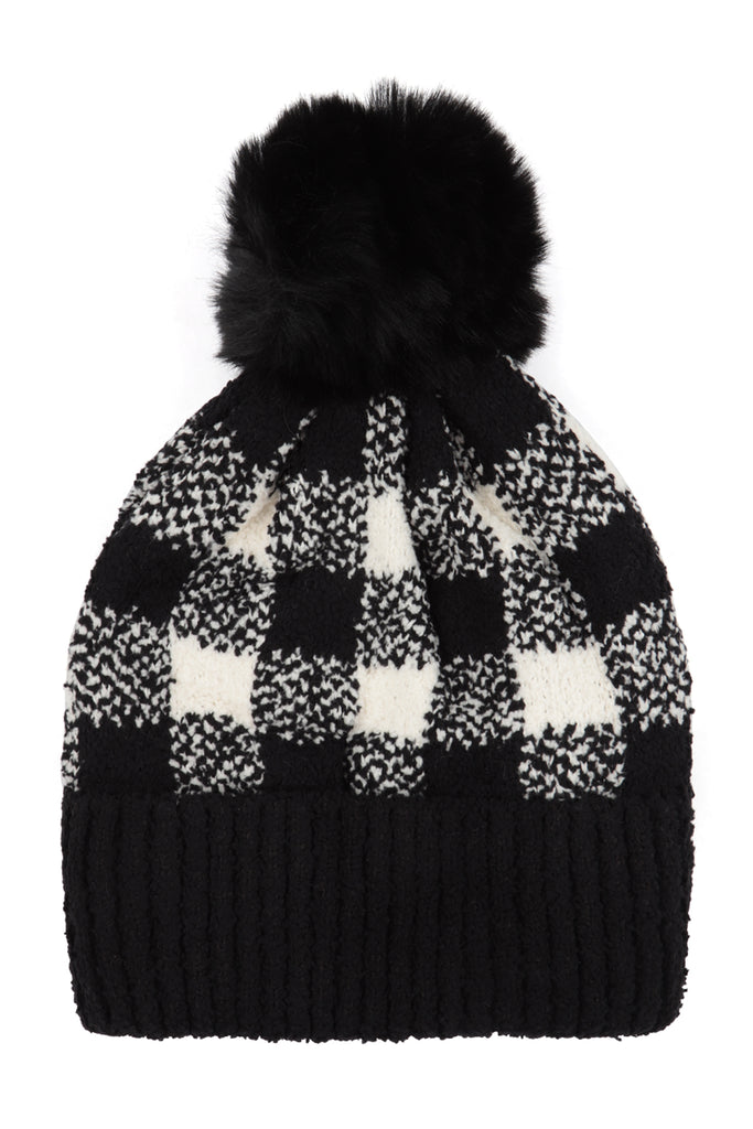 BUFFALO PLAID DOUBLE BEANIE