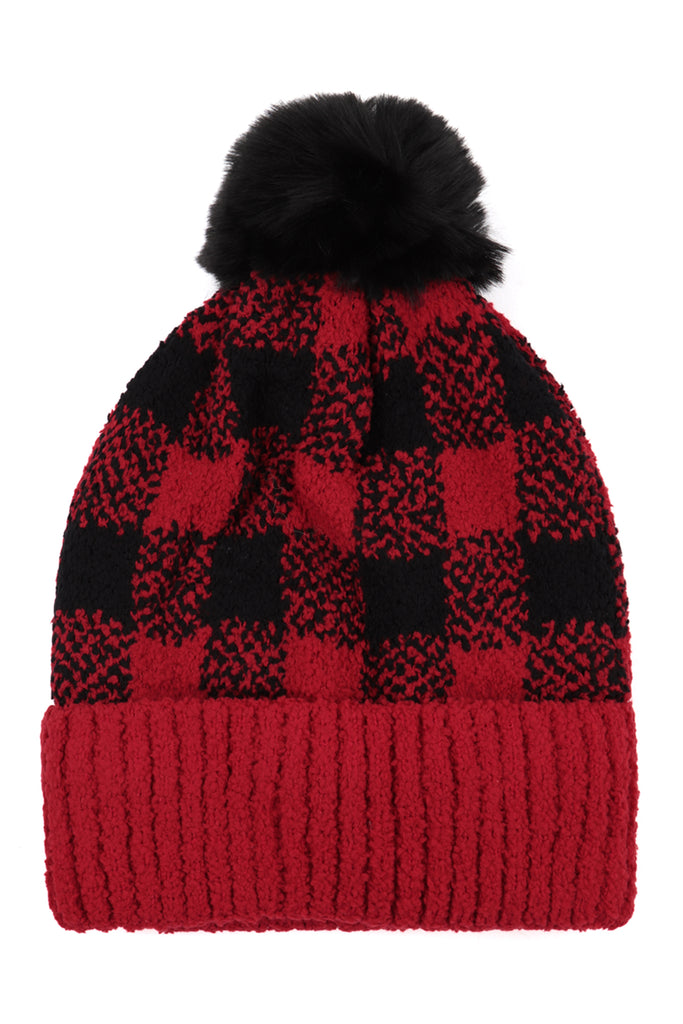 BUFFALO PLAID DOUBLE BEANIE