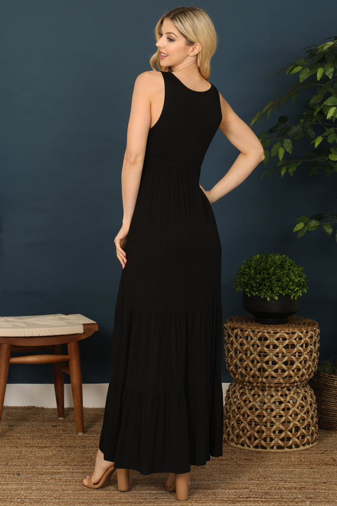 Maxi Tank Tiered Solid Dress