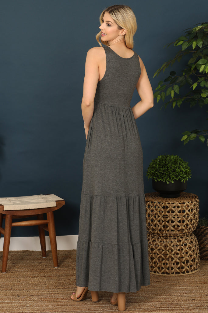 Maxi Tank Tiered Solid Dress