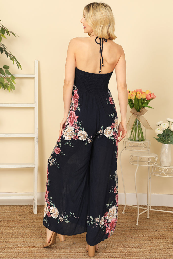 THIN TIEBACK FLORAL JUMPSUIT - Riah Fashion