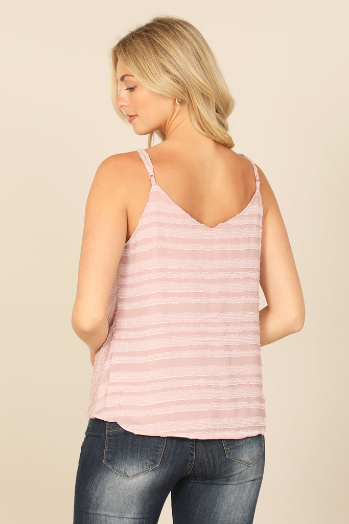 SPAGHETTI STRAP V-NECK CHEVRON DETAIL TOP