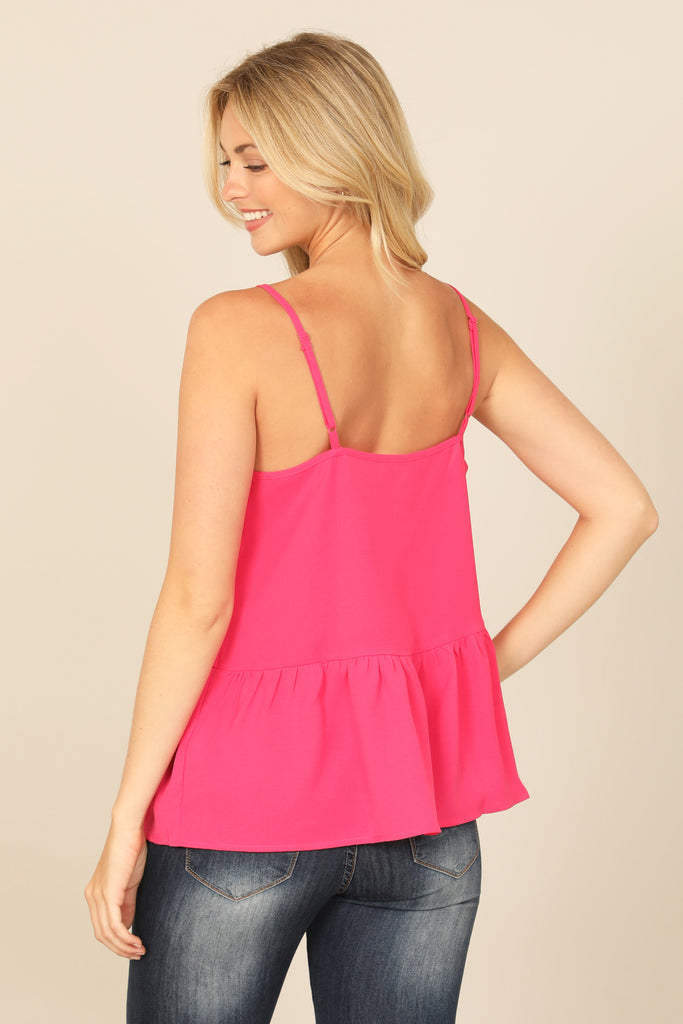 SPAGHETTI STRAP PLEATED WAIST FLORAL LACE PATCH TOP