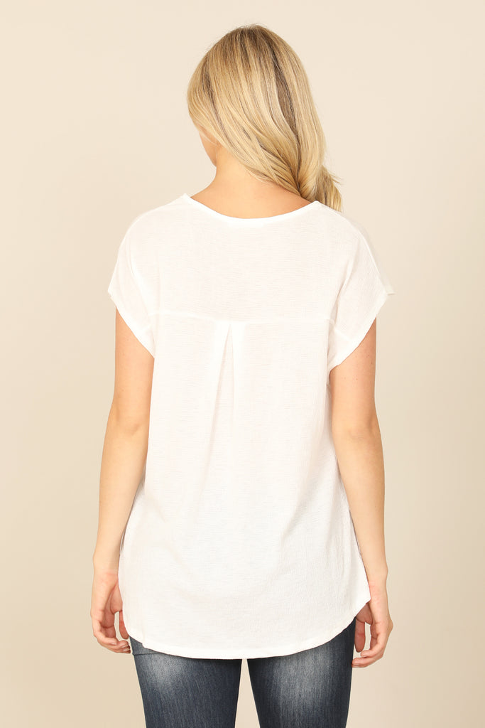 CAP SLEEVE BOAT NECK SIDE RING DETAIL SOLID TOP
