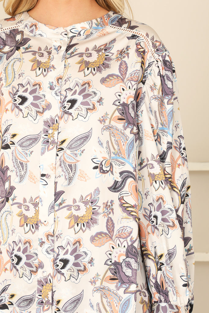 MULTI LONG SLEEVE PRINTED TOP